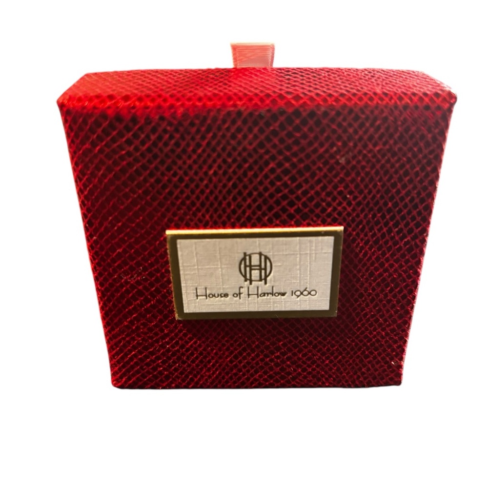 House of Harlow 1960 Red Textured Jewelry Case with Gold Plaque